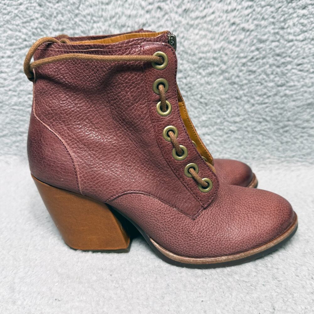 Kork-Ease Kalpana Womens Size 6 Ankle Boots Red Burgundy Leather Zip Up Heeled
